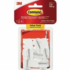 Command Medium Wire Toggle Hooks, 7 Hooks, 8 White Adhesive Strips, Damage Free Hanging Picture Hangers, No Tools Wall Hanging Strips - 170657ES