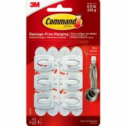 Command Mini White Hooks with White Strips