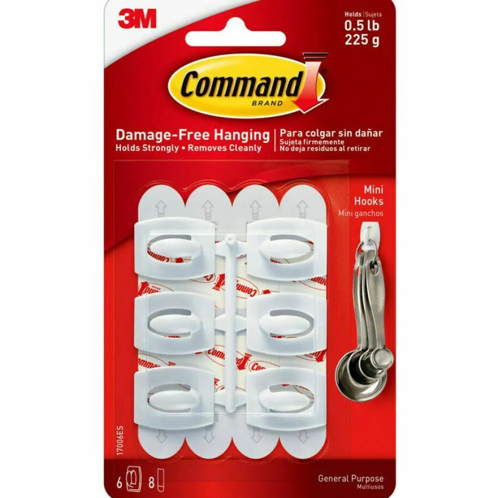 Command Mini White Hooks with White Strips