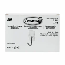 Command Small Clear Toggle-Wire Hooks, Metal Wire, Silver/Clear, Supports 0.5 lb, 40/Pack