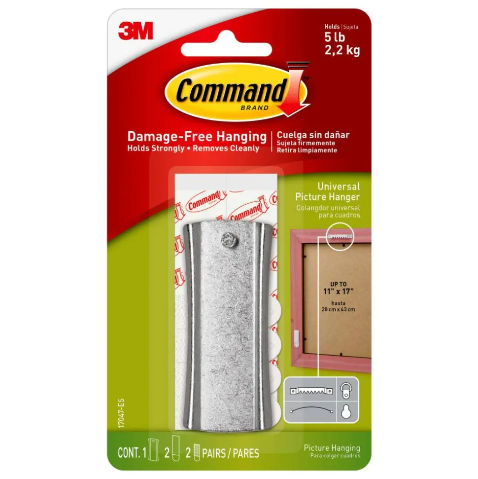 Command Sticky Nail Sawtooth Hanger, 1 Hook, 2 Large, 4 Mini White Adhesive Strips, Damage Free Hanging Picture Hangers, No Tools Wall Hanging Strips