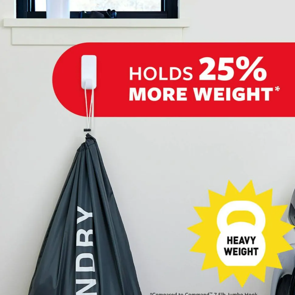 Command X-Large Hooks, 2 Hooks, 6 White Adhesive Strips, Damage Free Hanging Picture Hangers, No Tools Wall Hanging Strips For Living Spaces