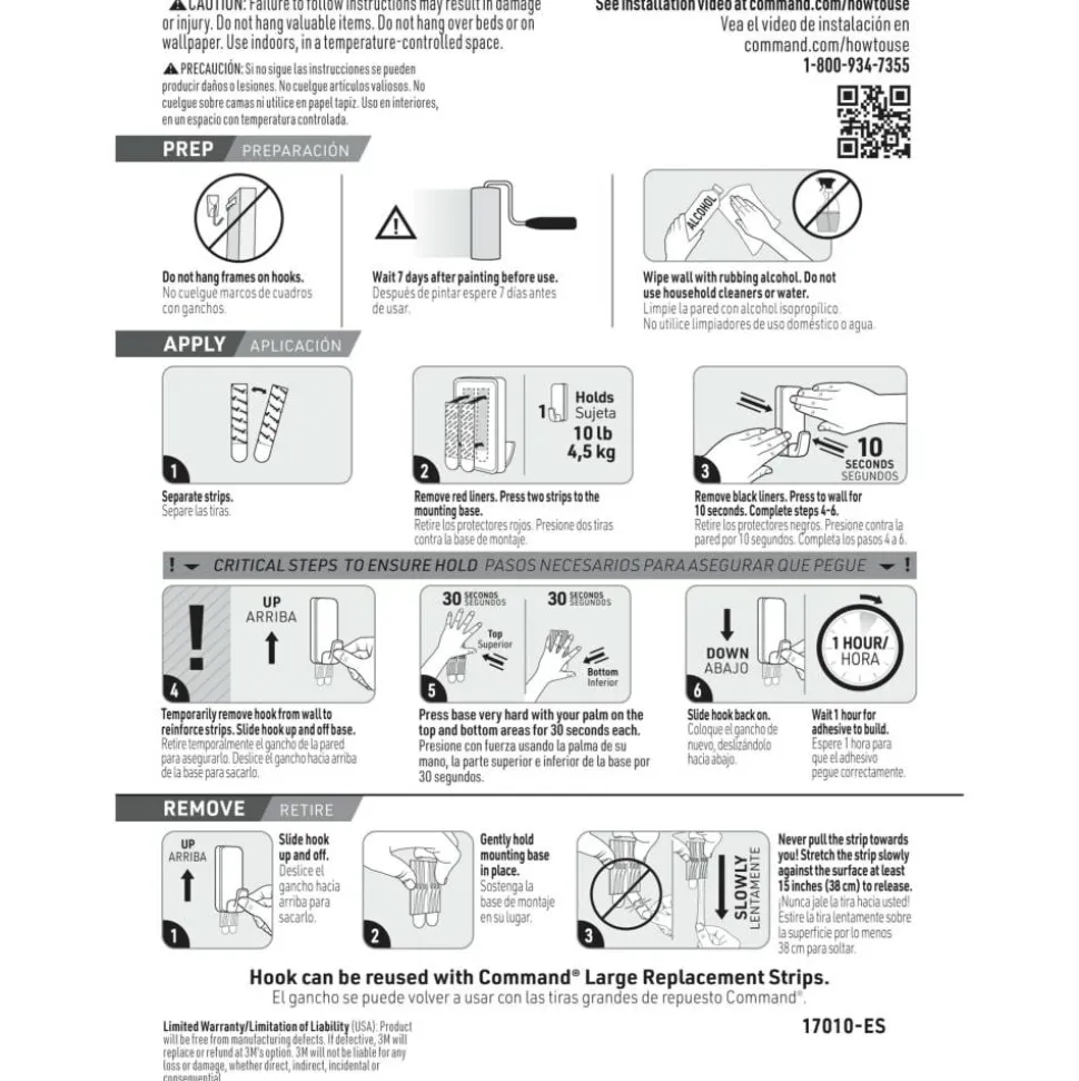 Command X-Large Hooks, 2 Hooks, 6 White Adhesive Strips, Damage Free Hanging Picture Hangers, No Tools Wall Hanging Strips For Living Spaces