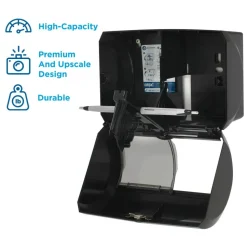 Compact by GP PRO, 2-Roll Side-by-Side Coreless High-Capacity Toilet Paper Dispenser, 56784A, 10.12" x 6.75" x 7.12", Black, 1 Dispenser