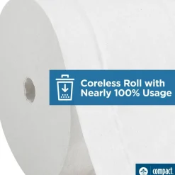 Compact Coreless Toilet Paper, 2-Ply, 4