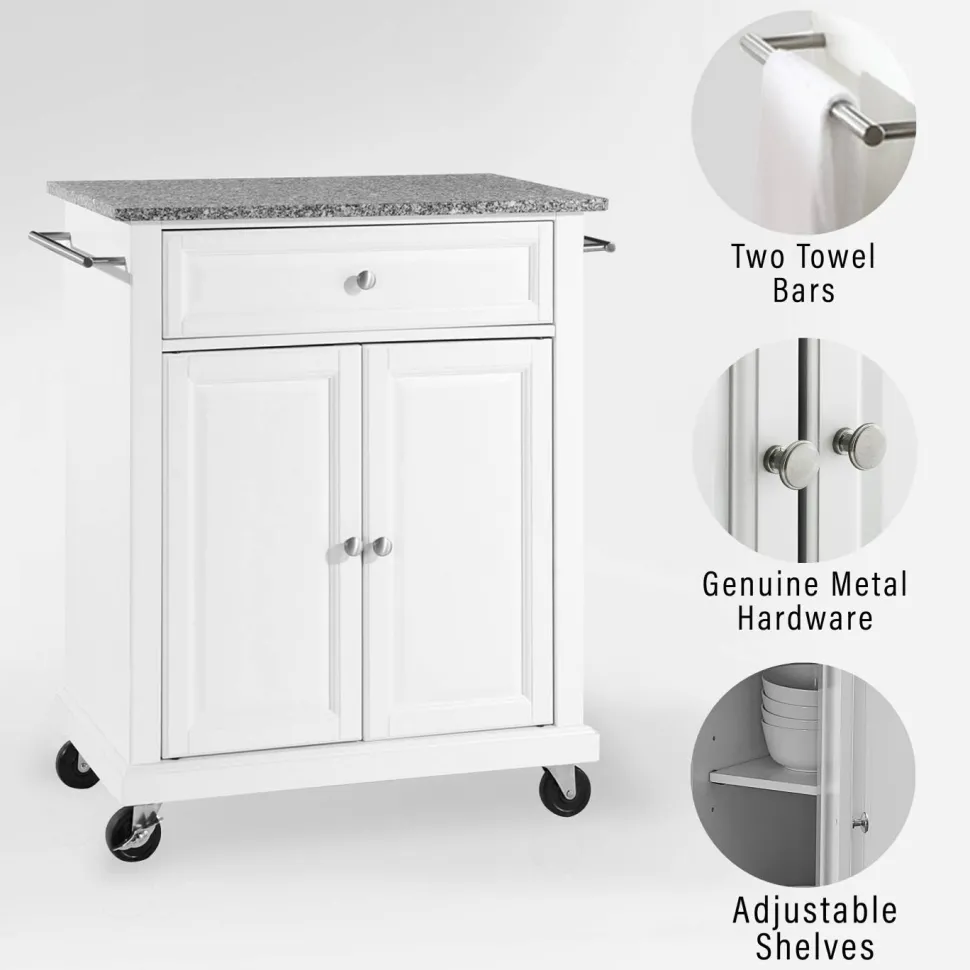 Compact Granite Top Kitchen Cart