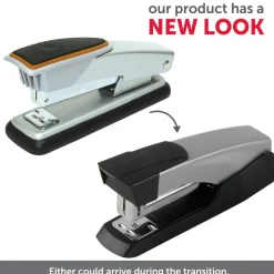 Compact Half-Strip Metal Desktop Stapler, 20 Sheets Capacity, Silver