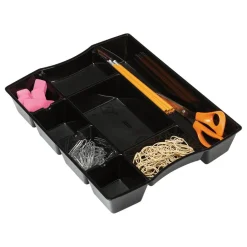 9 Compartment Deep Drawer Tray, 2 1/2"H x 11 15/16"W x 14 15/16"D, Black
