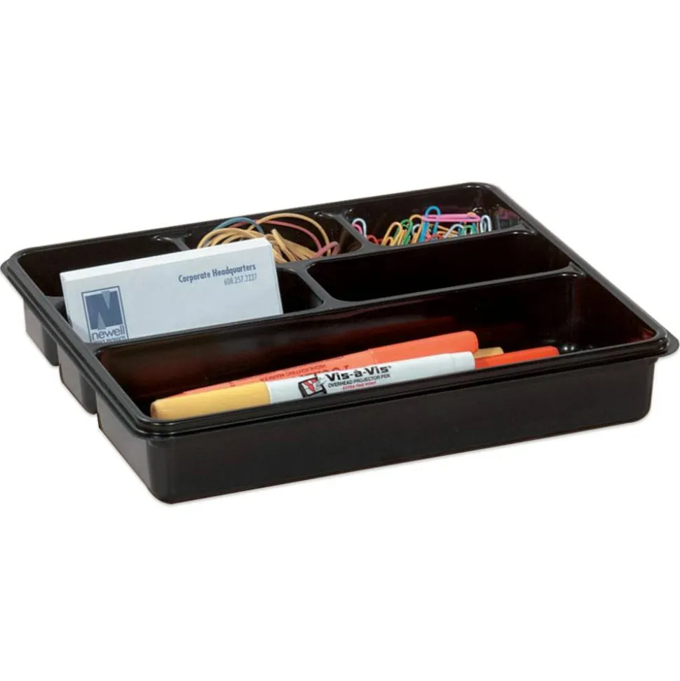 6-Compartment Utility Tray, 8" x 9", Black