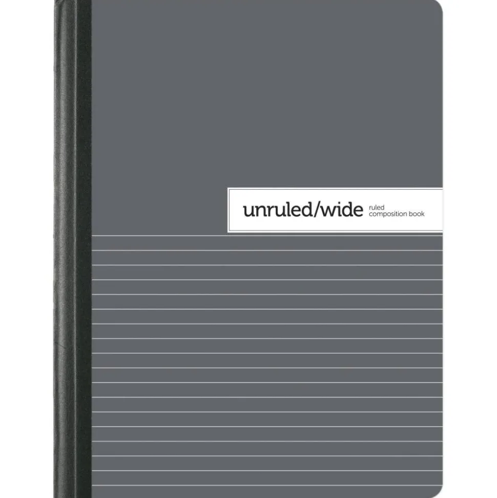 Composition Book, 7-1/2" x 9-3/4", Unruled/Wide Ruled, 100 Sheets, Gray/White