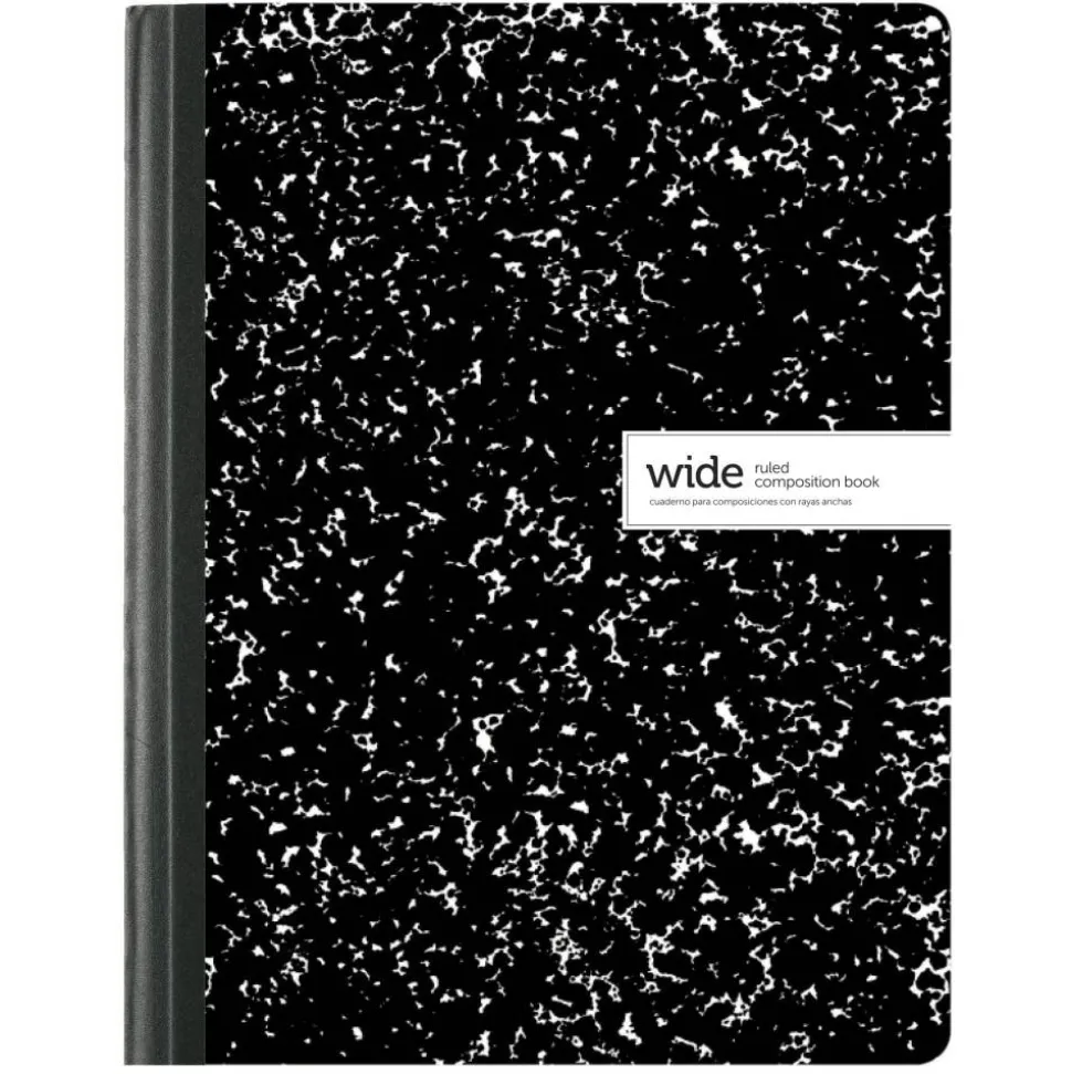 Composition Books, 7-1/2" x 9-3/4", Wide Ruled, 100 Sheets, Black/White, Case Of 24 Notebooks