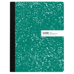 Composition Notebook, 9-3/4" x 7-1/2", Wide Ruled, 100 Sheets, Green/White