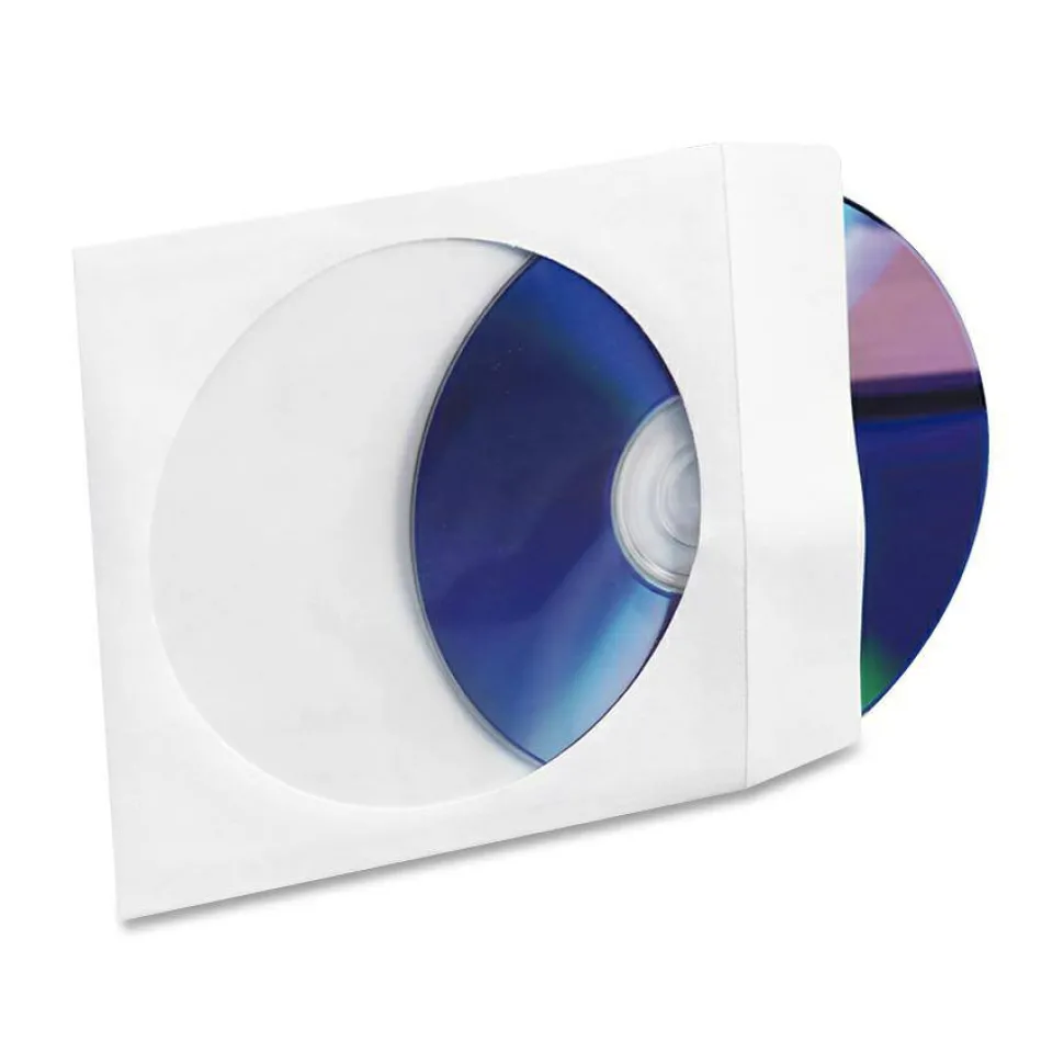 Compucessory CD/DVD White Window Envelopes - CD/DVD - 5" Width x 5" Length - 100 / Box - White