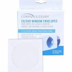 Compucessory CD/DVD White Window Envelopes - CD/DVD - 5" Width x 5" Length - 100 / Box - White