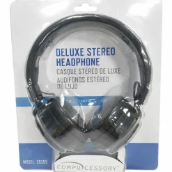 Compucessory Deluxe Stereo Headphones - Stereo - Black - Mini-phone (3.5mm) - Wired - 32 Ohm - 20 Hz 20 kHz - 15155