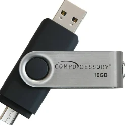Compucessory 16GB USB 2.0 Flash Drive - 16 GB - USB 2.0 - Silver, Black