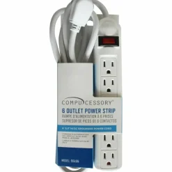 Compucessory 6-Outlet Power Strip, 6' Cord, Gray