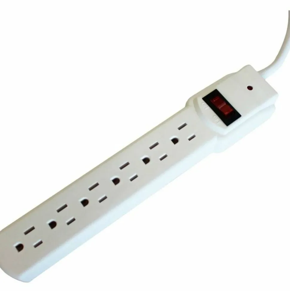 Compucessory 6-Outlet Strip Office Surge Protector - 6 x AC Power - 1080 J - 125 V AC Input - 125 V AC Output - 6 ft