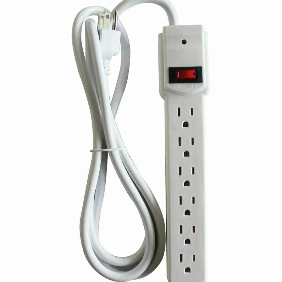 Compucessory 6-Outlet Strip Office Surge Protector - 6 x AC Power - 1080 J - 125 V AC Input - 125 V AC Output - 6 ft