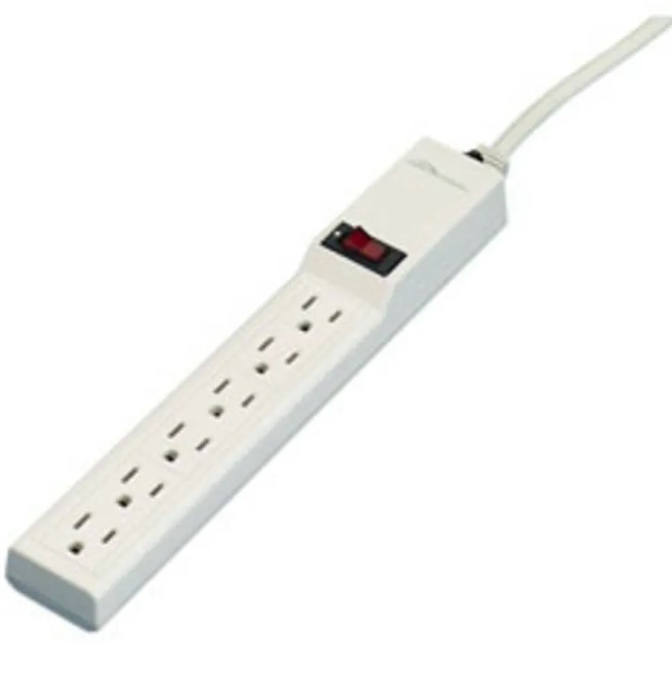 Compucessory 6-Outlet Strip Office Surge Protector - 6 x AC Power - 1080 J - 125 V AC Input - 125 V AC Output - 6 ft