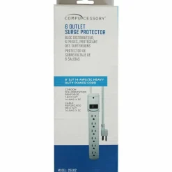 Compucessory 6-Outlet Strip Office Surge Protector - 6 x AC Power - 1080 J - 125 V AC Input - 125 V AC Output - 6 ft