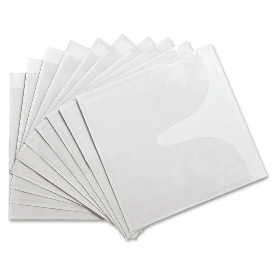 Compucessory Self-Adhesive Poly CD/DVD Holders - 1 x CD/DVD Capacity - White - Polypropylene - 50 / Pack