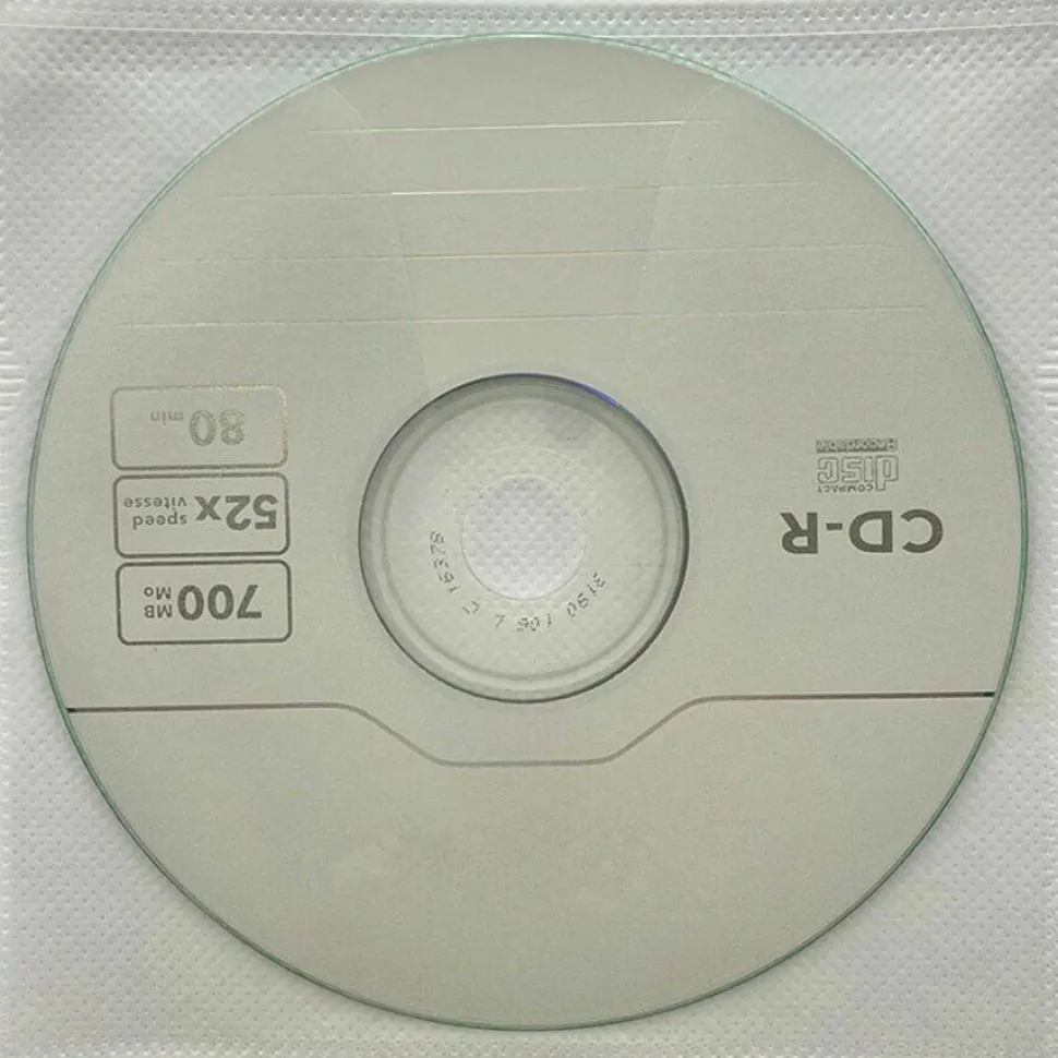 Compucessory Self-Adhesive Poly CD/DVD Holders - 1 x CD/DVD Capacity - White - Polypropylene - 50 / Pack