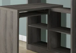 Computer Desk, Home Office, Bookcase, Corner, Storage Shelves, Left, Right Set-up, L Shape, Work, Laptop, Brown Laminate, Contemporary, Modern