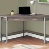 Computer Desk, Home Office, Corner, Storage Drawers, 42"L, Work, Laptop, Brown Laminate, Grey Metal, Contemporary, Modern