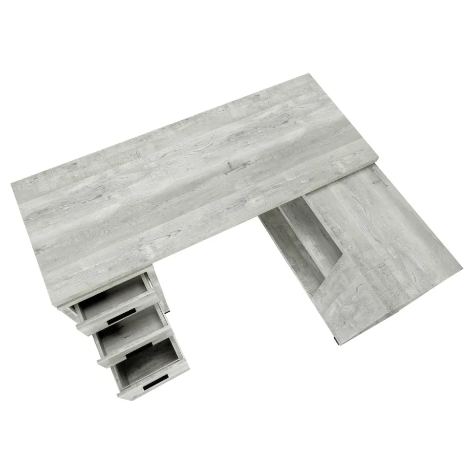 Computer Desk, Home Office, Corner, Left, Right Set-up, Storage Drawers, L Shape, Work, Laptop, Grey Laminate, Contemporary, Modern
