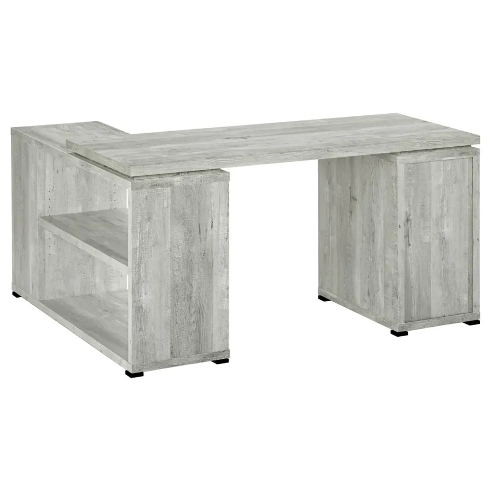 Computer Desk, Home Office, Corner, Left, Right Set-up, Storage Drawers, L Shape, Work, Laptop, Grey Laminate, Contemporary, Modern