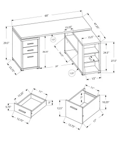 Computer Desk, Home Office, Corner, Left, Right Set-up, Storage Drawers, L Shape, Work, Laptop, Grey Laminate, Contemporary, Modern