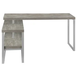 Computer Desk, Home Office, Corner, 55"L, L Shape, Work, Laptop, Grey Laminate, Black Metal, Contemporary, Modern