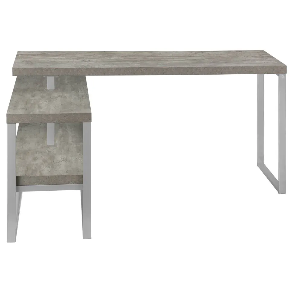 Computer Desk, Home Office, Corner, 55"L, L Shape, Work, Laptop, Grey Laminate, Black Metal, Contemporary, Modern
