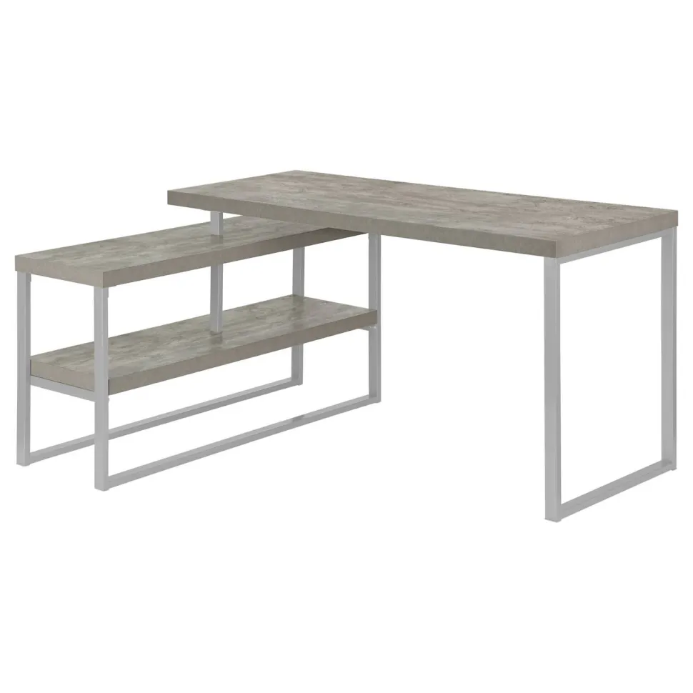Computer Desk, Home Office, Corner, 55"L, L Shape, Work, Laptop, Grey Laminate, Black Metal, Contemporary, Modern