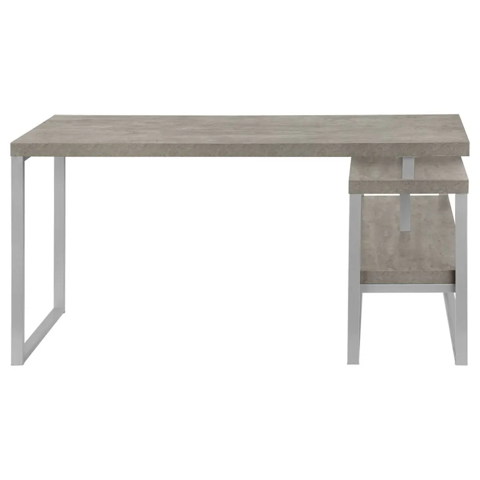 Computer Desk, Home Office, Corner, 55"L, L Shape, Work, Laptop, Grey Laminate, Black Metal, Contemporary, Modern