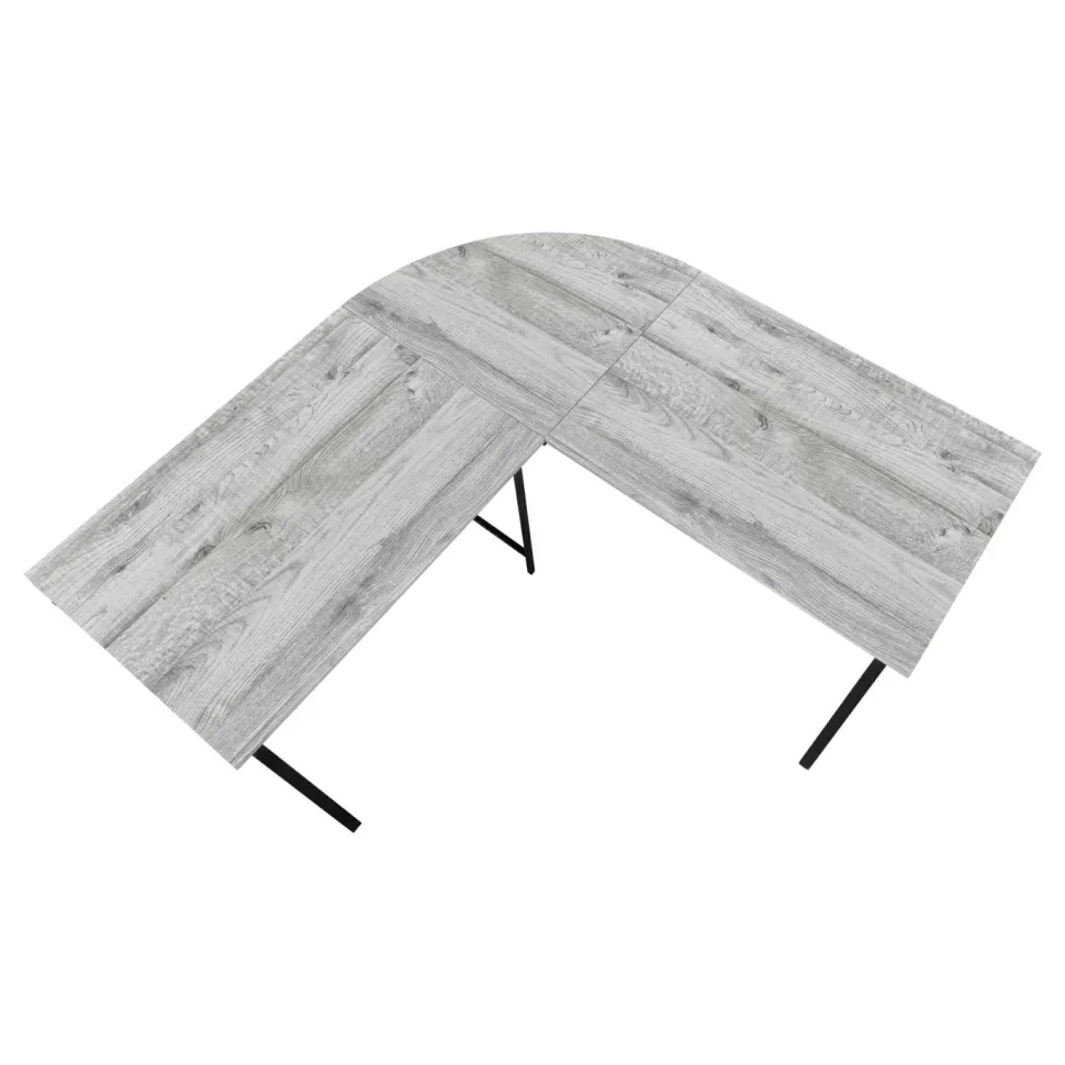 Computer Desk, Home Office, Corner, 55"L, L Shape, Work, Laptop, Grey Laminate, Black Metal, Contemporary, Modern