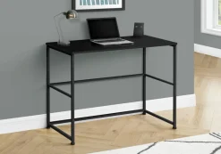 Computer Desk, Home Office, Laptop, Left, Right Set-up, Storage Drawers, 40"L, Work, Black Laminate, Black Metal, Contemporary, Modern