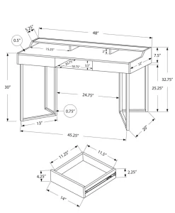 Computer Desk, Home Office, Laptop, Storage Drawers, 48