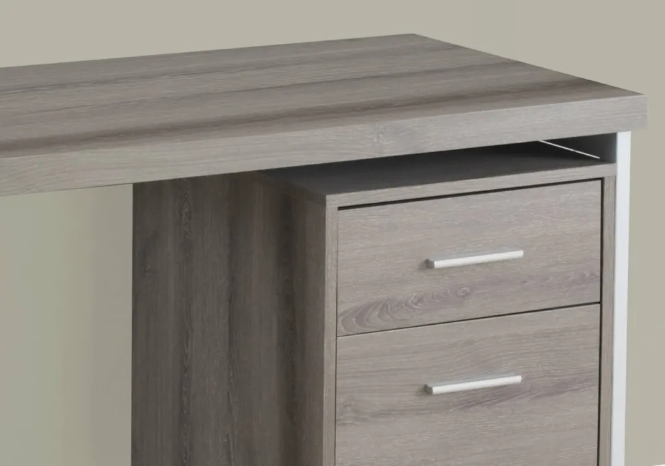Computer Desk, Home Office, Laptop, Left, Right Set-up, Storage Drawers, 48"L, Work, Brown Laminate, Grey Metal, Contemporary, Modern