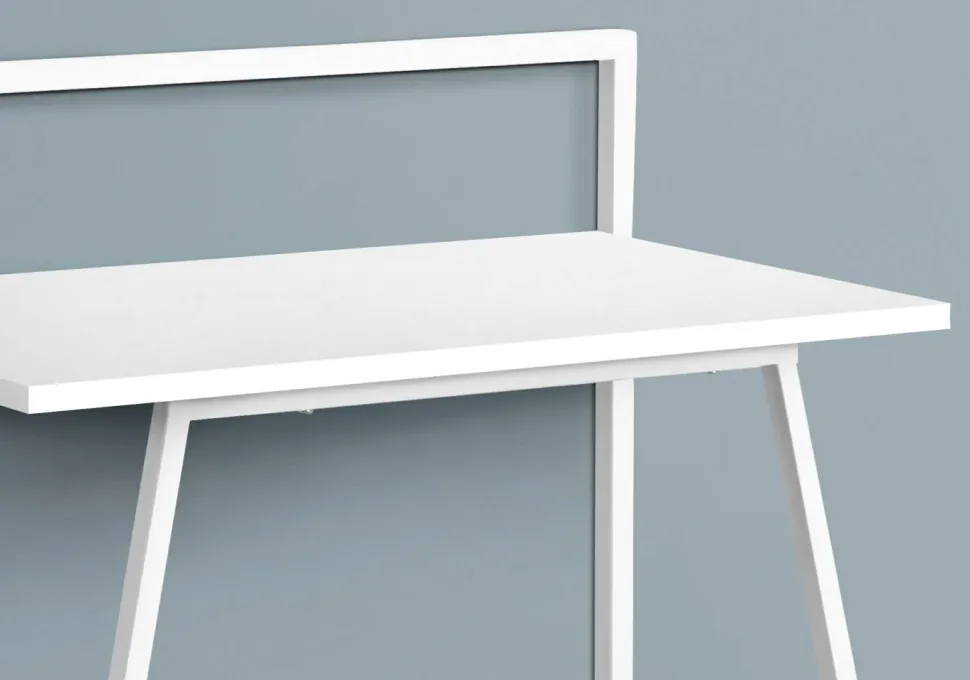 Computer Desk, Home Office, Laptop, 30"L, Work, White Laminate, White Metal, Contemporary, Modern