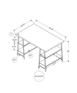 Computer Desk, Home Office, Laptop, Storage Shelves, 48"L, Work, White Laminate, White Metal, Contemporary, Modern