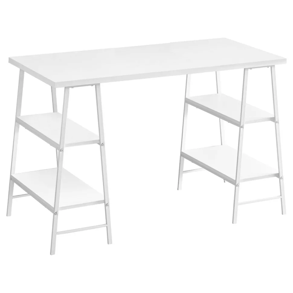 Computer Desk, Home Office, Laptop, 48"L, Work, Beige Laminate, Black Metal, Contemporary, Modern
