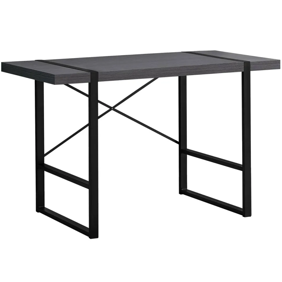 Computer Desk, Home Office, Laptop, 48"L, Work, Grey Laminate, Black Metal, Contemporary, Modern