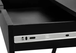 Computer Desk, Home Office, Laptop, Leaning, Storage Drawers, 32"L, Work, Black Laminate, Black Metal, Contemporary, Modern