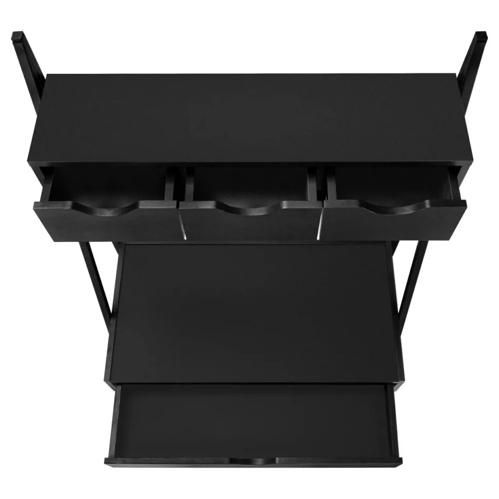 Computer Desk, Home Office, Laptop, Leaning, Storage Drawers, 32"L, Work, Black Laminate, Black Metal, Contemporary, Modern