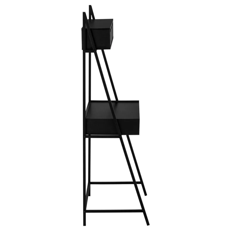 Computer Desk, Home Office, Laptop, Leaning, Storage Drawers, 32"L, Work, Black Laminate, Black Metal, Contemporary, Modern