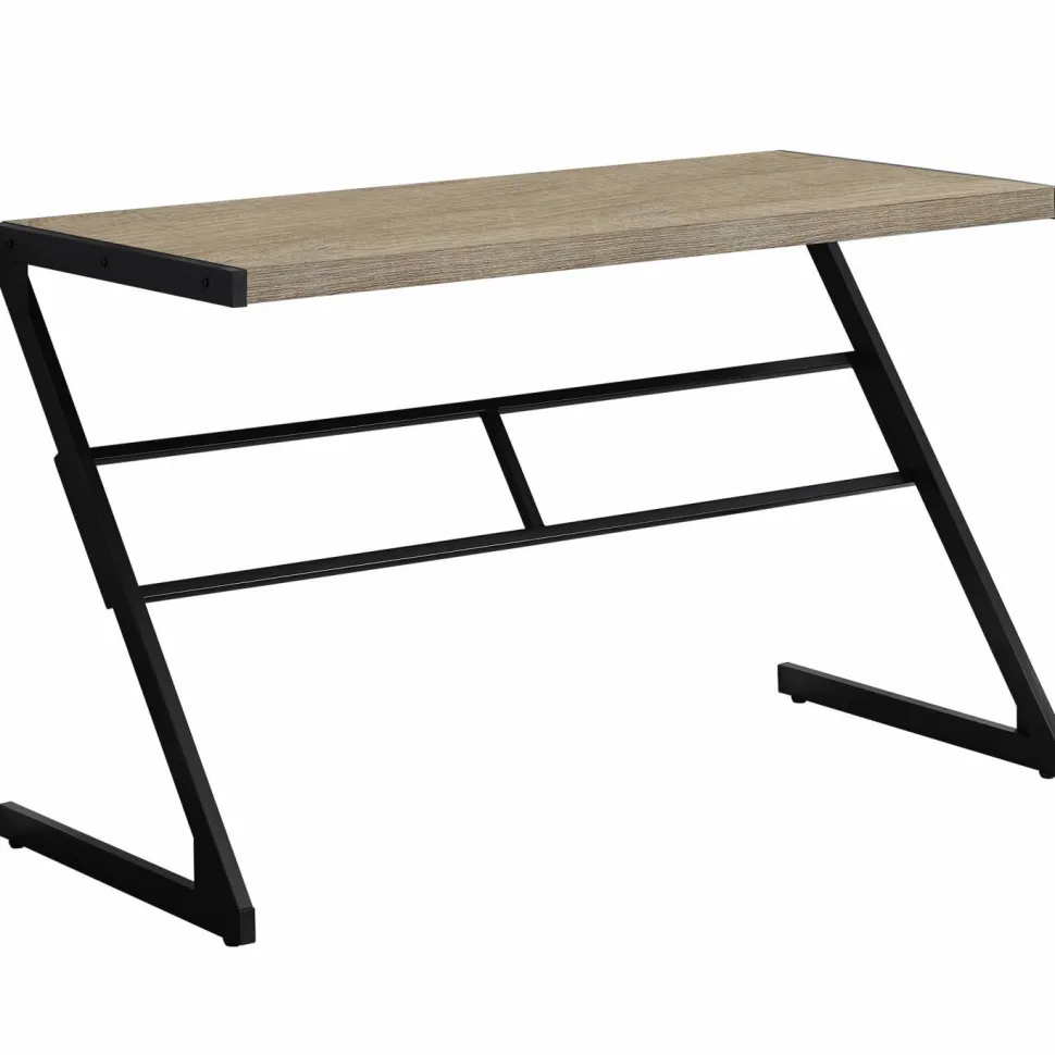 Computer Desk, Home Office, Laptop, 48"L, Work, Brown Laminate, Black Metal, Contemporary, Modern
