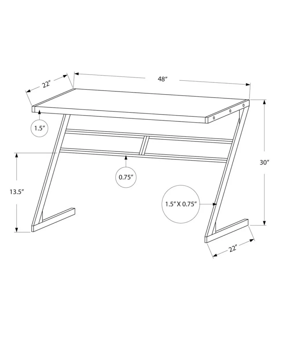 Computer Desk, Home Office, Laptop, 48"L, Work, Brown Laminate, Black Metal, Contemporary, Modern