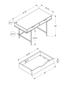 Computer Desk, Home Office, Laptop, Storage Drawers, 48"L, Work, Natural Laminate, White Metal, Contemporary, Modern